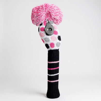 White, Pink & Black Small Dot Hybrid Headcover - Just4Golf