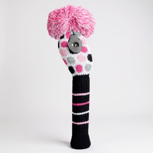White, Pink & Black Small Dot Hybrid Headcover - Just4Golf