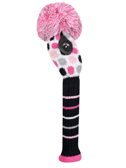 White, Pink & Black Small Dot Hybrid Headcover - Just4Golf