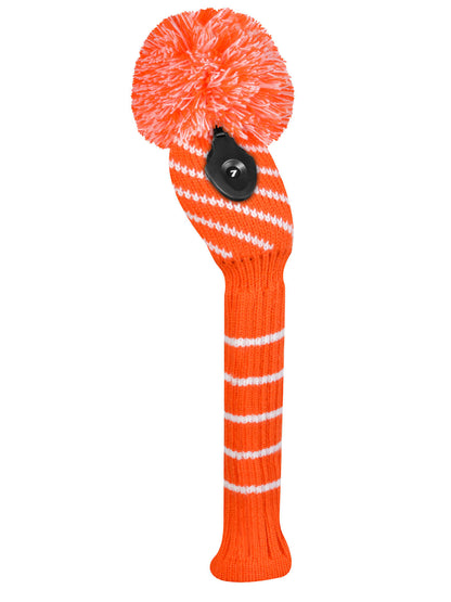 Orange & White Diagonal Stripe Hybrid Knit Headcover - Just4Golf