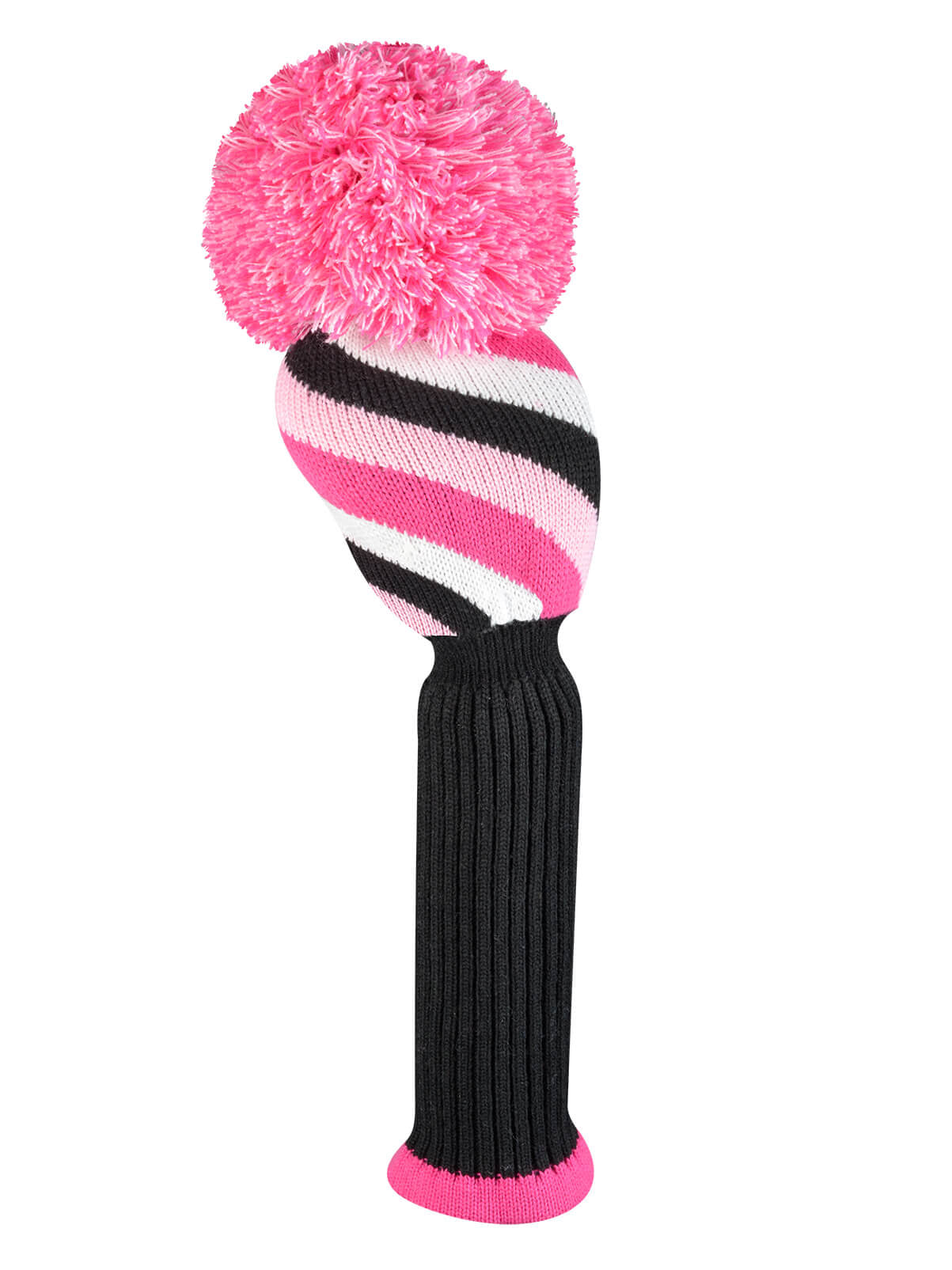Diagonal Stripe Driver Headcover - Pink, Black, & White